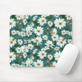Weiße Milch und Schmetterlinge Mousepad
