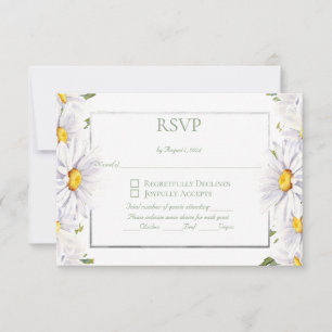 Weiße Milchprodukte Aquarellblume mit Silber RSVP Karte