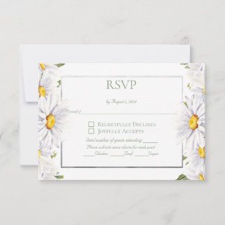 Weiße Milchprodukte Aquarellblume mit Silber RSVP Karte