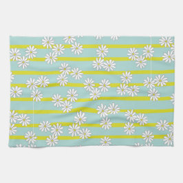 Weiße Milchstränge und gelbe Streifen auf Aquamari Geschirrtuch