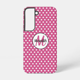Weiße Mini-Polka-Punkte auf Cranberry-Pink Samsung Galaxy Hülle