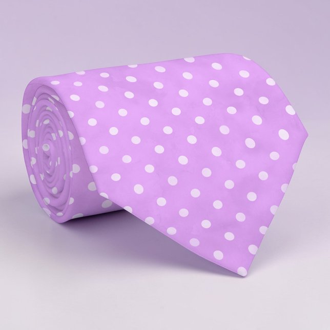 Weiße Mini-Polka-Punkte auf Lavendel-Schlips Krawatte (Von Creator hochgeladen)