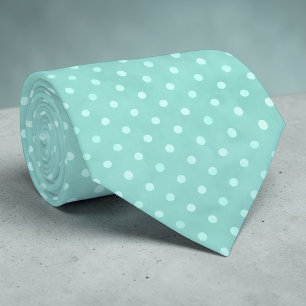 Weiße Mini-Polka-Punkte auf Teal-Schlips Krawatte