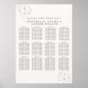 Weiße minimalistische Aquarellblumen Sitzpläne Poster