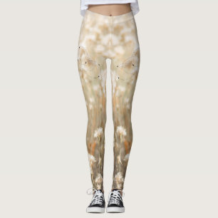 Weiße Minimalistische Blume Leggings