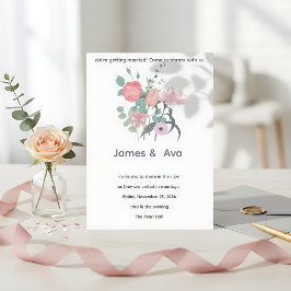 Weiße minimalistische Blumenhochzeits-Einladung Einladung