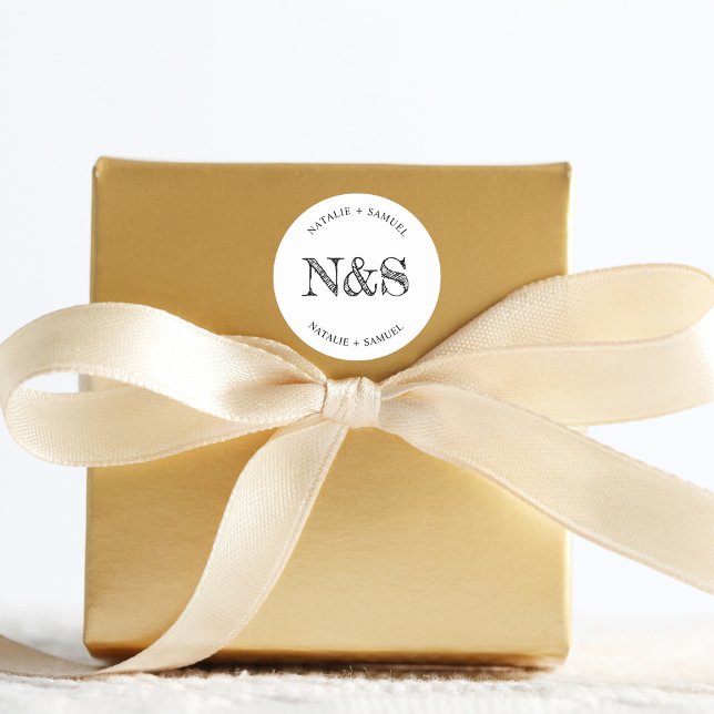 Weiße Minimalistische Elegante kühne Initialen Hoc Runder Aufkleber (Von Creator hochgeladen)