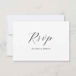 Weiße Minimalistische elegante muslimische Hochzei RSVP Karte