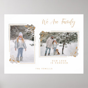 Weiße Minimalistische Familie 2 Fotos Fancy Golden Poster