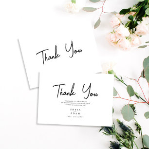 Weiße Minimalistische Hochzeit Dankeskarte