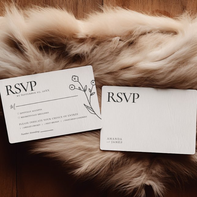 Weiße Minimalistische Hochzeit RSVP Karte (Von Creator hochgeladen)