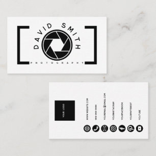Weiße minimalistische Kamera Fotograf Geschäftskar Visitenkarte