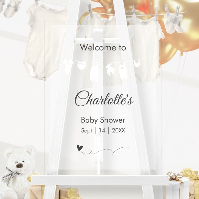 Weiße Minimalistische lichtdurchlässige moderne Ba Acrylschild (White Minimalist Translucent Modern Baby Shower Acrylic Sign ©Susanne Sachers - Sunny Mind 🌞)