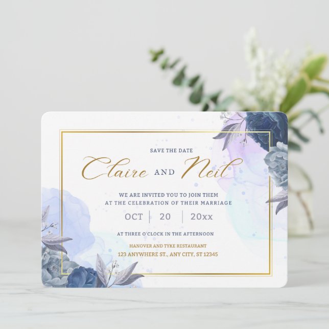 Weiße Minimalistische Save the Date Einladung (Stehend Vorderseite)