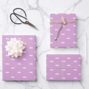Weiße minimalistische Striche auf Grau Pink Geschenkpapier Set