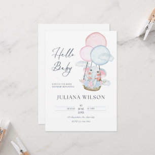 Weiße minimalistische Tier-Baby-Shower-Einladung Einladung