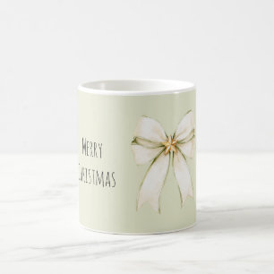 Weiße Minze Schleife Gold Stern Weihnachten Kaffeetasse