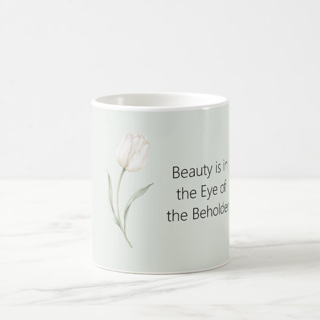 Weiße Minze-Tulpenblüte Kaffeetasse (Mittel)
