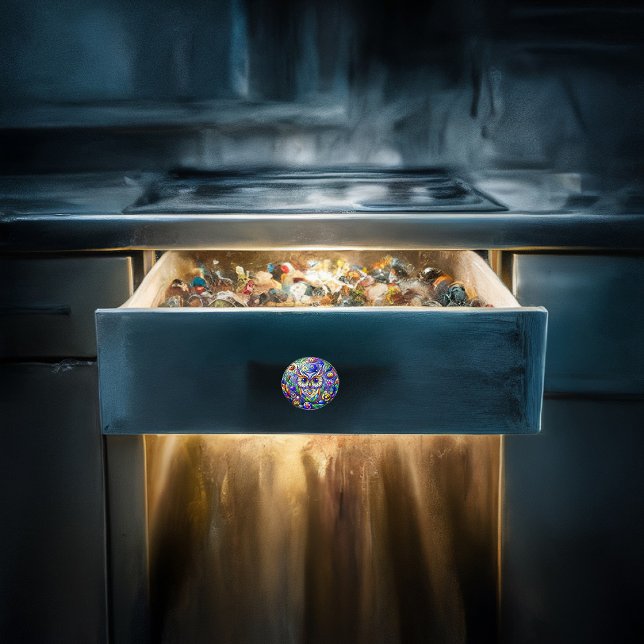 Weiße mit Saphir Augen Keramikknauf (Von Creator hochgeladen)