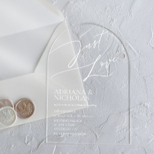 Weiße moderne einfache Hochzeit Acryleinladungen