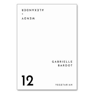 Weiße moderne, fette Platzkarte für Hochzeitsfalte Tischnummer