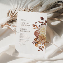 Weiße Moderne Herbst Terrakotta Florale Hochzeit