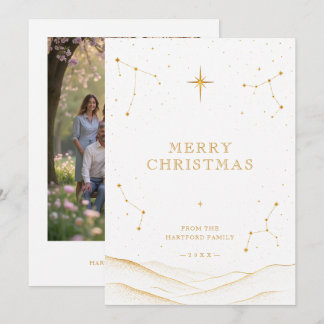 Weiße moderne himmlische Weihnachts-Gold-Foto TMF2 Feiertagskarte