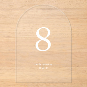 Weiße, moderne Hochzeitsakryllische Tischnummern