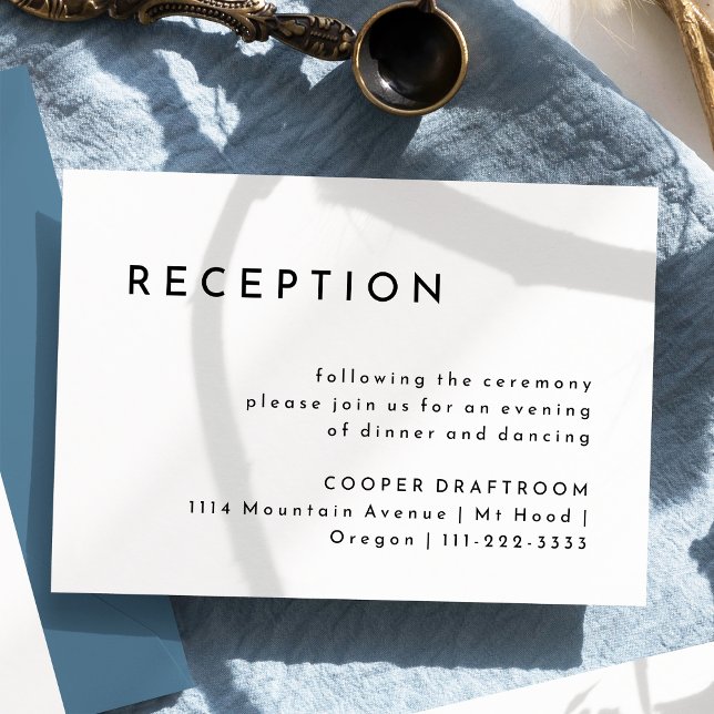 Weiße, moderne, kühne Hochzeitsempfehlung Begleitkarte (Von Creator hochgeladen)