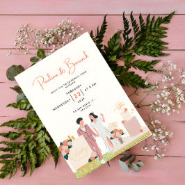 Weiße, moderne Personalisierte Rosa Hochzeit Einladung