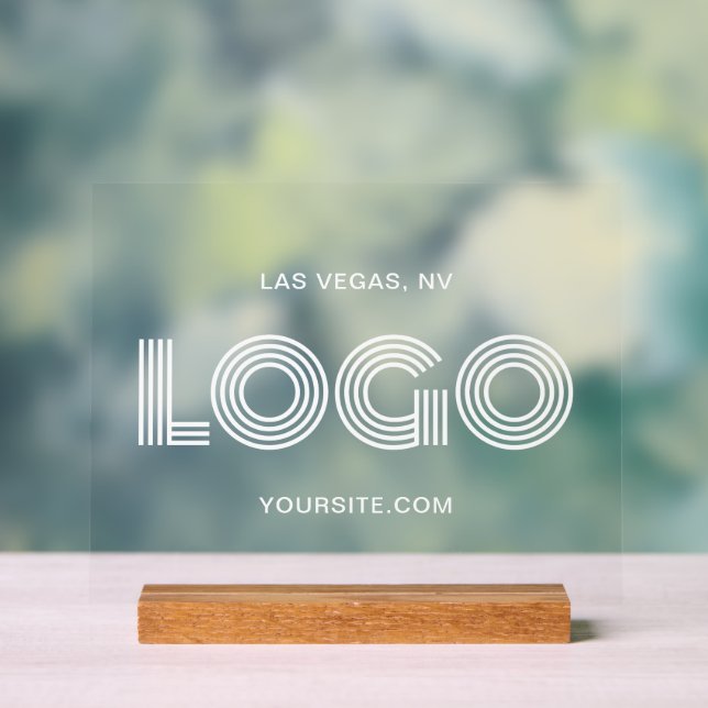 Weiße, moderne rechteckige Logos Acrylschild (Neutral)