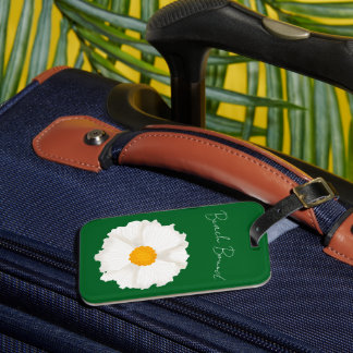 Weiße Mohnblume Grün Gepäckanhänger