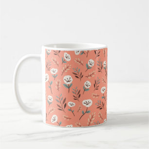 Weiße Mohnblumen auf kräftigem rotem Hintergrund Kaffeetasse