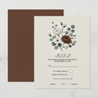 Weiße Mokka-Creme Moderne Florale Hochzeits-RSVP