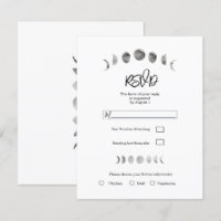 Weiße Mondphasen Aquarell Minimale Hochzeit RSVP