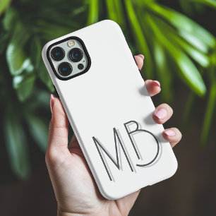 Weiße Monogramm-Initialen Modern Minimalistisch iPhone 16 Pro Max Hülle