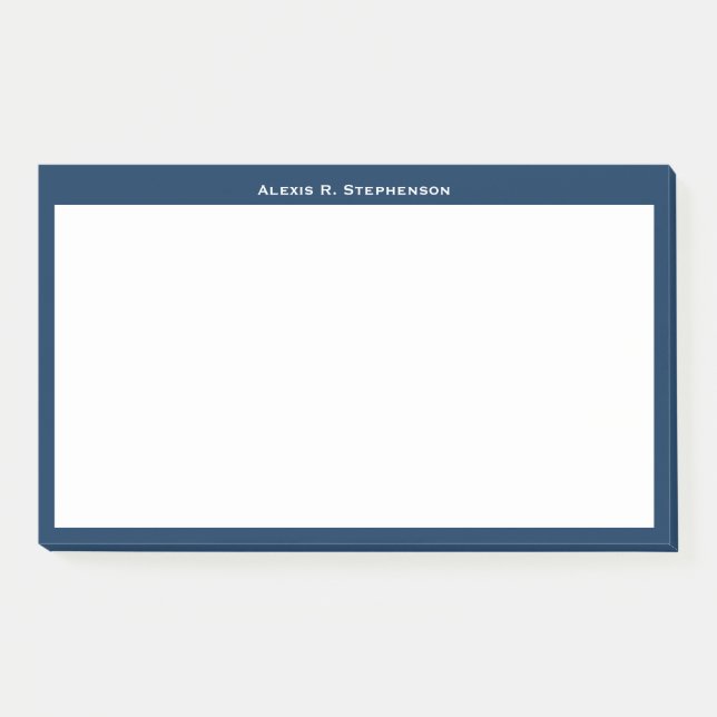 Weiße Monogramm oder Name auf navyblauem Rand Post-it Klebezettel (Vorderseite)