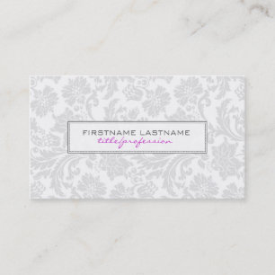 Weiße Monotone Clean Floral Damast 2 Visitenkarte