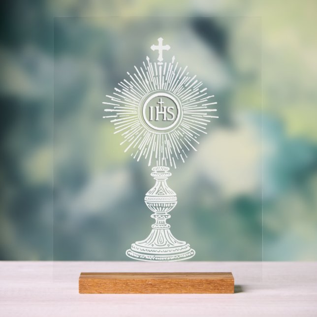 weiße Monstranz Design katholische Heimdekoration Acrylschild (Neutral)