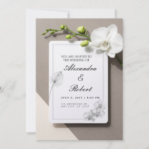 Weiße Motten-Orchidee Zweifarbiges Hochzeitseinlad Einladung