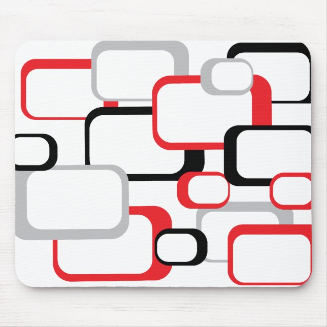 Weiße Mousepad in Rot und Grau Retro Square (Vorne)