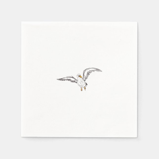 Weiße Möwe Vogel Serviette (Vorderseite)
