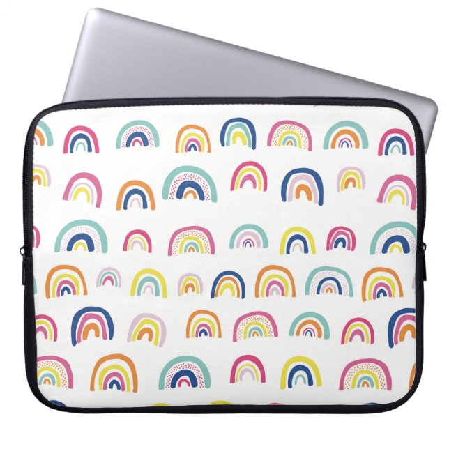 Weiße Multi-Rainbow-Laptoptasche Laptopschutzhülle (Vorderseite)