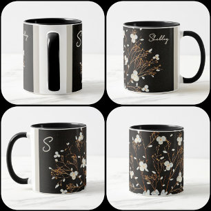 Weiße Muschel-Blumenstrauß-Dramatisch Schwarz Tasse