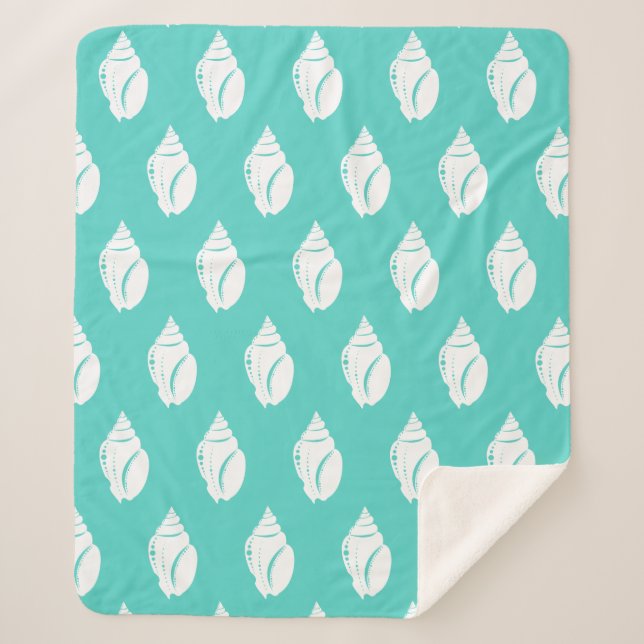 Weiße Muscheln und Meeresgrün Sherpadecke (Vorderseite)