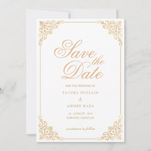 Weiße muslimische "Save The Date"-Karte zur Ankünd Save The Date