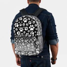 Weiße Muster-Pfoten auf Farbverlaufshintergrund Bedruckter Rucksack