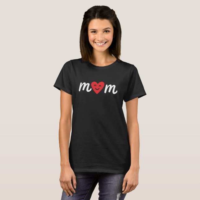 Weiße Mutter Herz Minimalist Liebensdesign T-Shirt (Vorne ganz)
