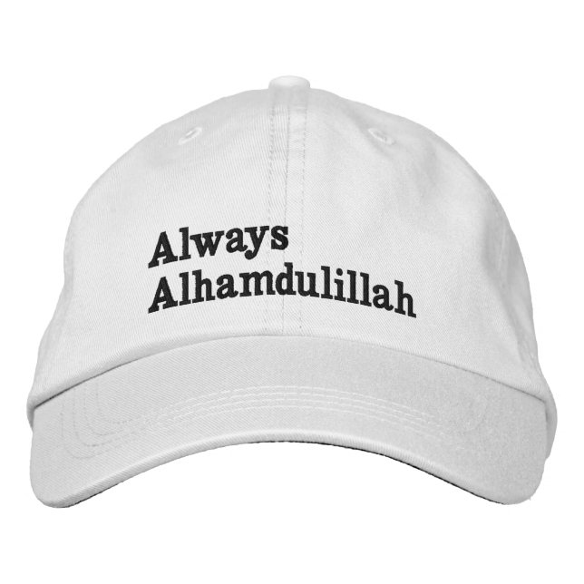 Weiße Mütze "Always Alhamdulillah" Bestickte Baseballkappe (Vorderseite)