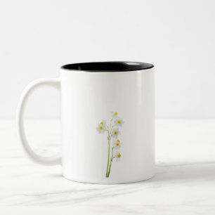 weiße Narzisse Aquarell-Blume Zweifarbige Tasse